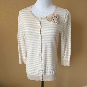 Striped, 3/4-Sleeve Cardigan
